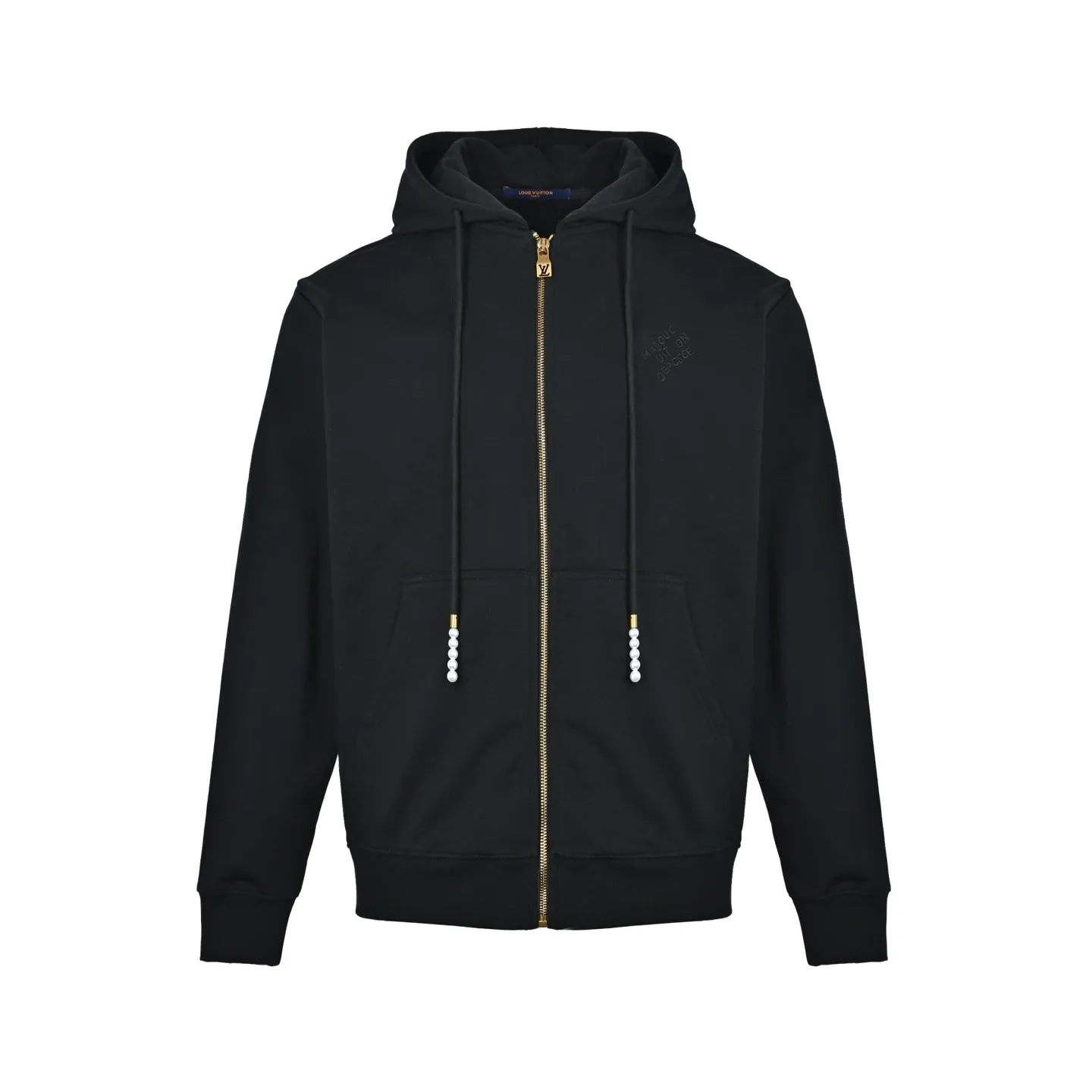 Louis Vuitton/Louis Vuitton Pearl Drawstring Letter Embroidered Zip Hooded Jacket